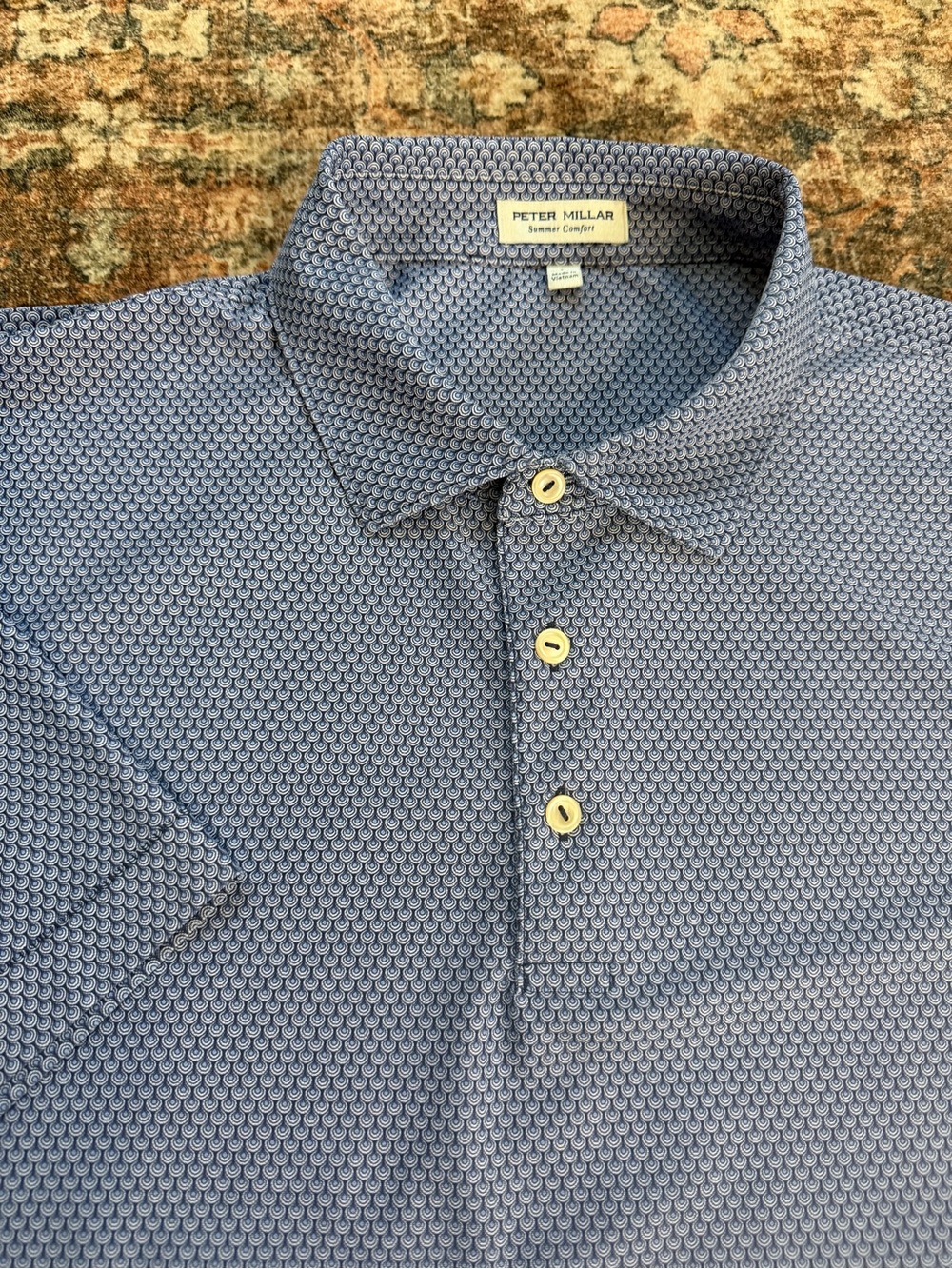Peter Millar Light Blue Textured Knit Polo
